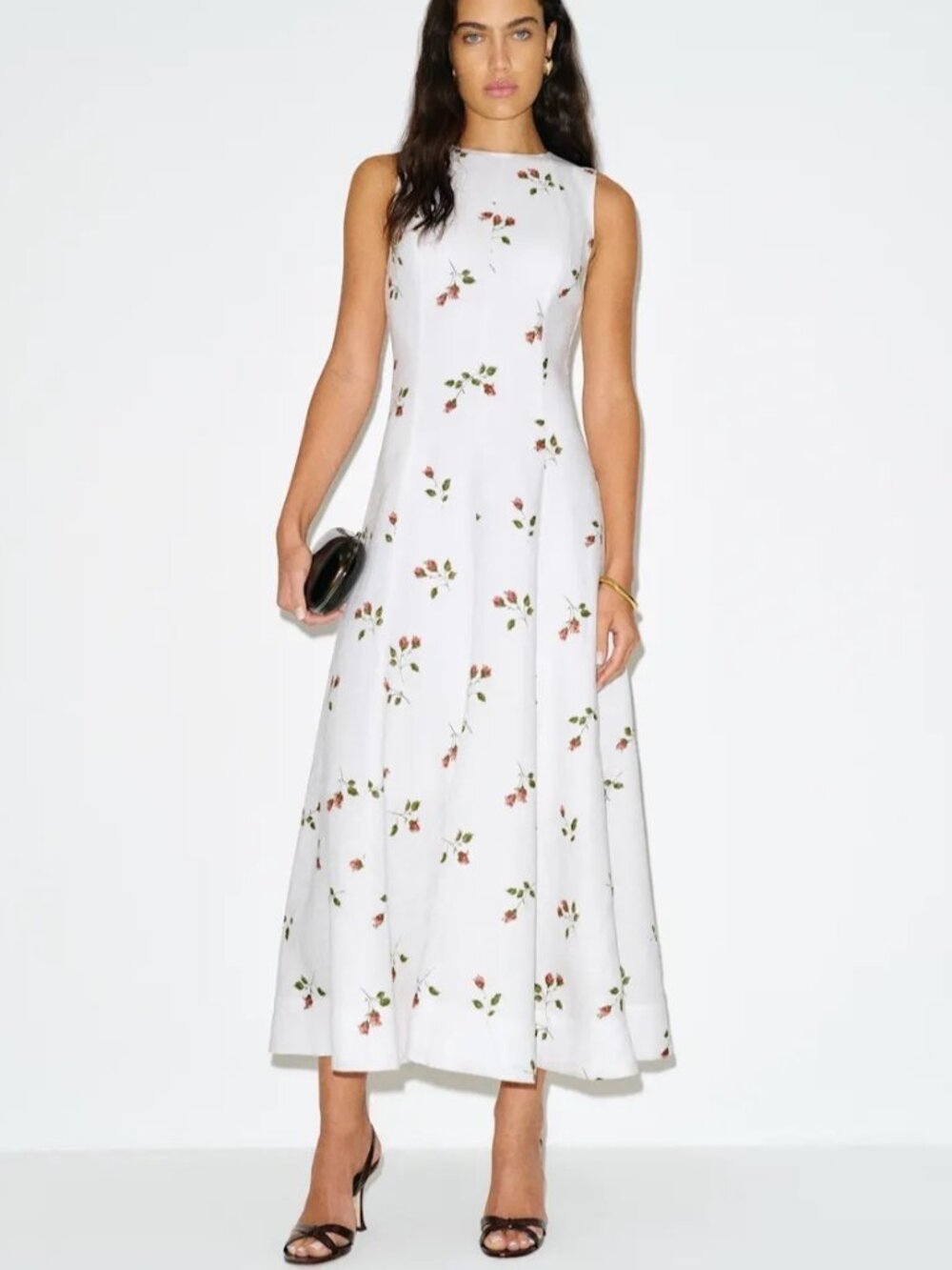 NEW Reformation Cecilia Linen Maxi Dress Floating Rose White Floral | US 6 UK 10